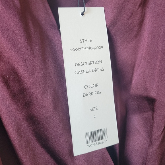 NWT Veronica Beard Casela Ruched Stretch-Silk Dress Color Dark Fig Size 2 - Picture 12 of 16
